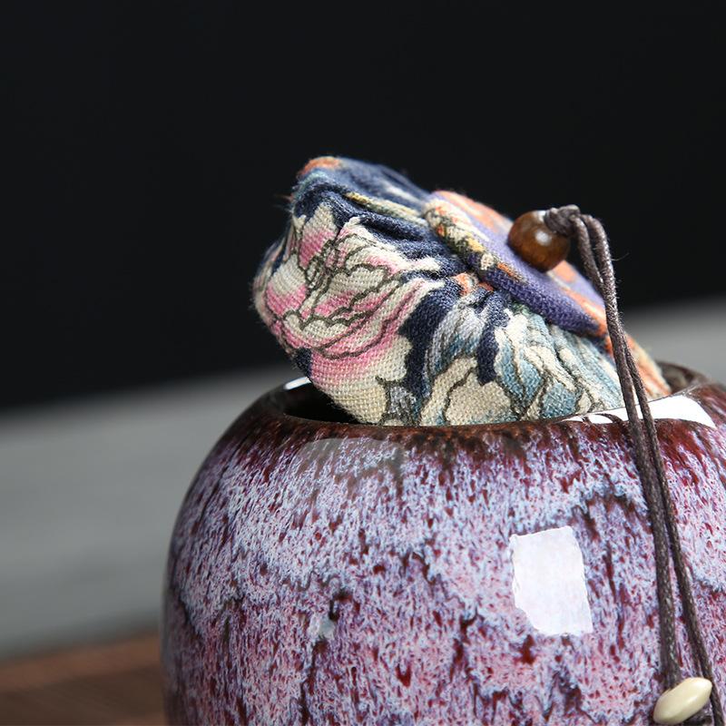 Creative Kiln Change Ceramic Tea Caddy Sealed Jar Small Tea Box Portable Tea Can Food Candy Storage Container Home Decoration