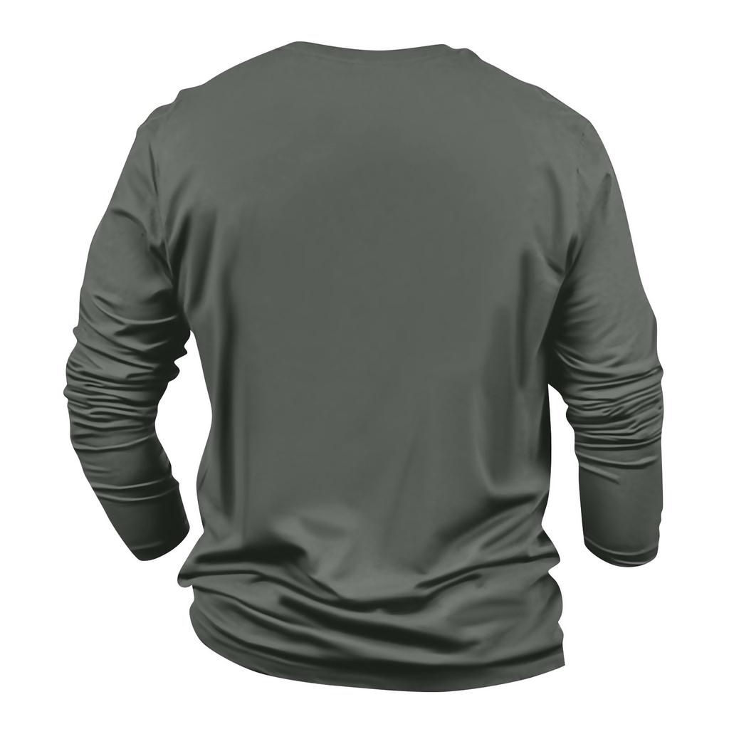 Pánské outdoorové vintage módní sportovní tričko s knoflíkem do V s dlouhým rukávem