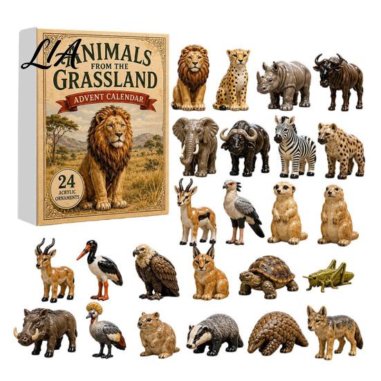Holiday Box Gifts Animals Advent Calendar 2026, 24-Day Christmas Countdown with 24 Pcs 2D Party Favors Acrylic Wild Animal Pendants, Gift for Family,