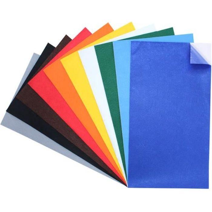 Coupons Feutrine Adhésifs - Sodertex - 25x45cm - 10 couleurs assorties - 1mm d'épaisseur - Mixte