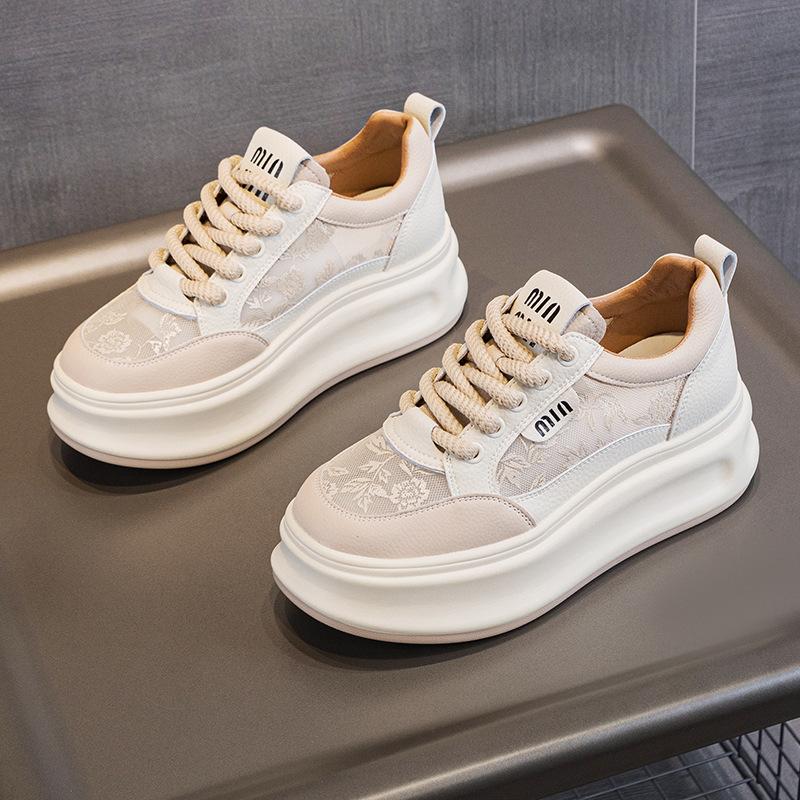 

Breathable Shoes, Thick-soled Board Shoes, Height-increasing Sports and Casual Women s Shoes 40 абрикосовий