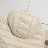 Ultra Light Thin Duck Down Vest Women Long Quilted Hooded Jacket Slim Waistcoat Basic Parka