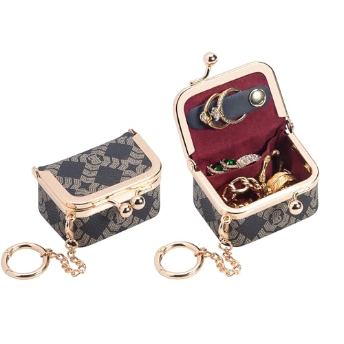 Royal Bagger Genuine Leather Mini Jewelry Box Women's Coin Purse Solid Color Kiss Lock Change Pouch Casual Style Small Storage Bag for Women 1894