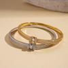 18K real gold electroplated diamond set oval buckle bracelet fashionable exquisite geometric jewelry