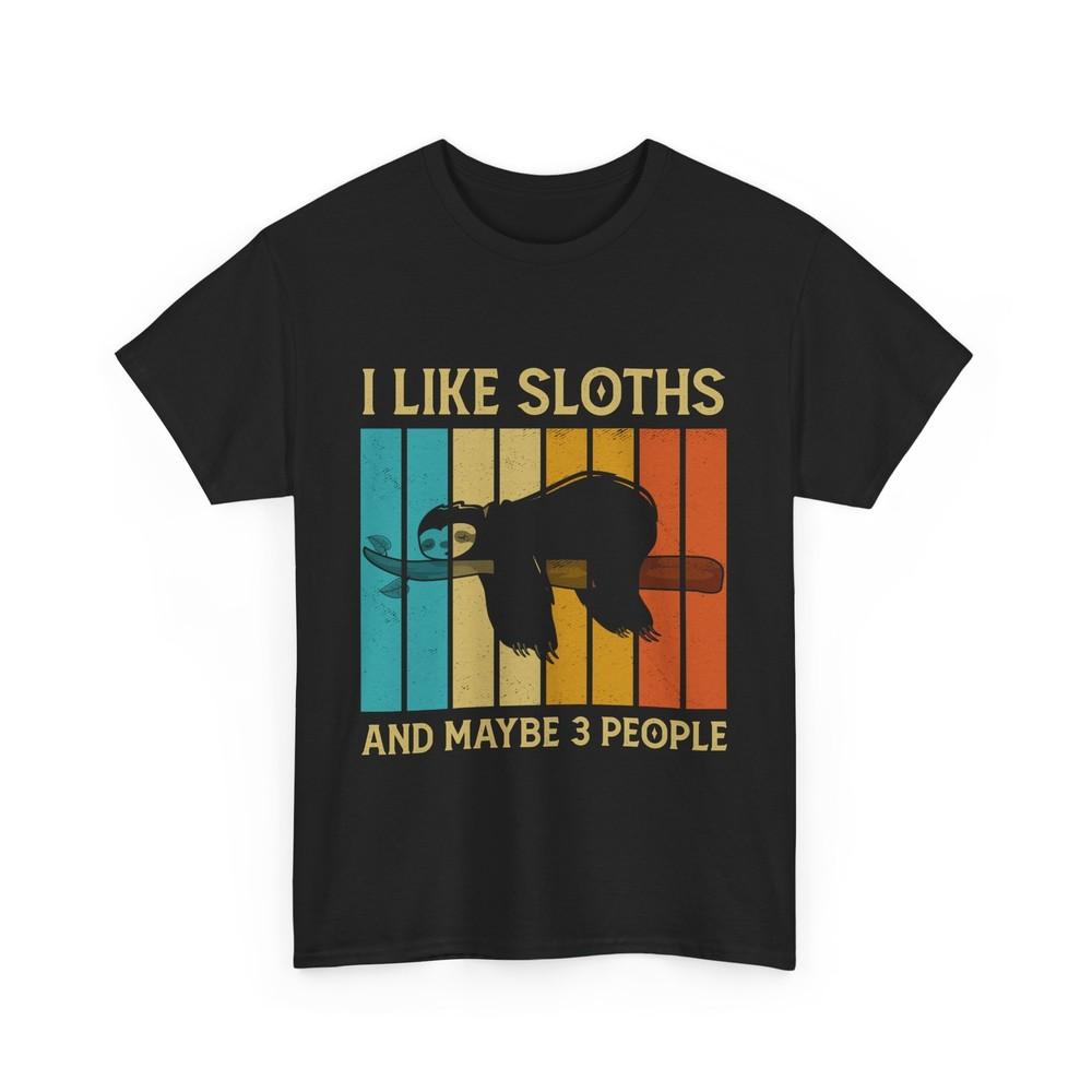 

I Like Sloths And Maybe 3 People Sloths Animals Lovers Vintage T-Shirt XL