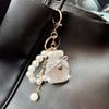 Pearls Perfume Shape Keychain Rhinestone Inlaid Perfume Shape Keyring  Fashion Accessory
