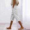 Women's Fashion Casual Loose Colour Cotton Linen Drawstring 7/10 Pants