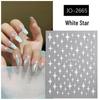 Four-Pointed Star Nail Art Stickers: Transparent Base with White, Black, and Silver Designs