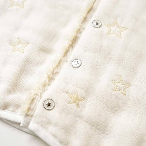 10mois (Dimois) Fluffy Gauze (6-Layer Gauze) 2-Way Baby Sleeper with Sleeves, 100% Cotton, Ecru, 58cm Length, For Newborns to 3 Years Old