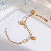 European & American Retro 18K Gold-Plated Titanium Three Heart Pendant Bracelet
