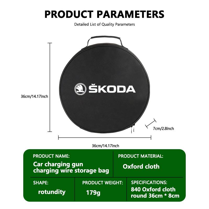 Auto-Logo Kabeltasche Lade-Gun Aufbewahrungstasche Wasserdichter Kabelorganizer Für Skoda VRS Superb Yeti Octavia Enyaq Rapid Karoq fxdj44