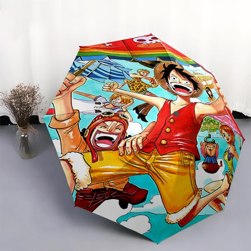 1 PC Automatic Folding Umbrella - Monkey D Luffy Pattern Portable Foldable Design With 8 Ribs Christmas Birthday Gifts