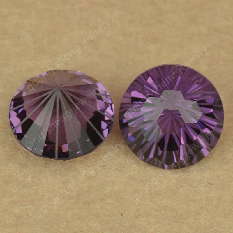 Available: Purple-Red Chrysanthemum Synthetic Gemstone Round Diamond Ring Face 8mm
