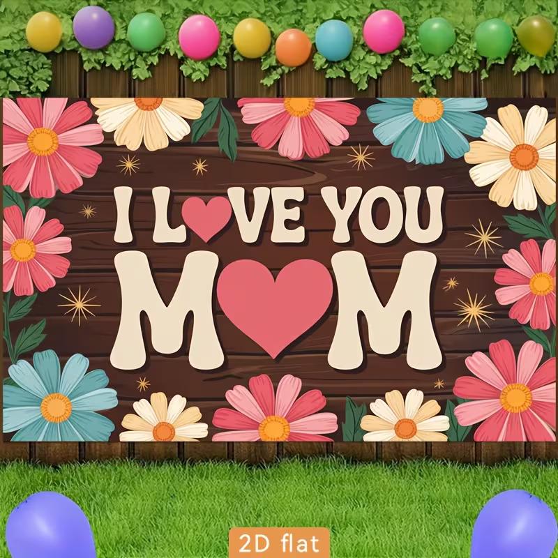 2D Wood Grain Floral Mother's Day Photography Background