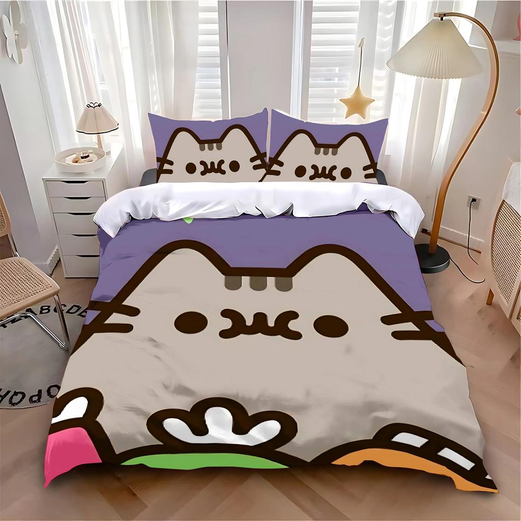 Copripiumino Federa Set Biancheria da Letto Cartone Animato Gatto Adulto Ragazzo Ragazza Decorazione Camera da Letto Bambini Singolo Matrimoniale Grande Taglia