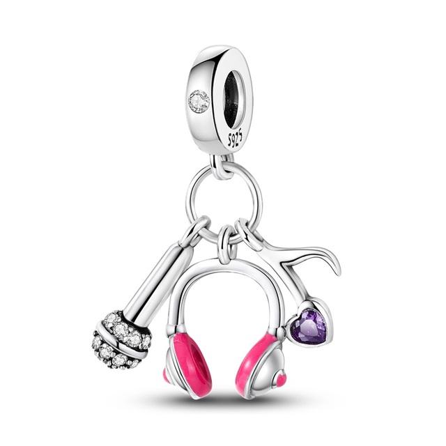 Charms Silver 925 Music Walkman Pendant Mobile Phone &Game Console Charm Butterfly Pendant Fits 925 Original Necklace