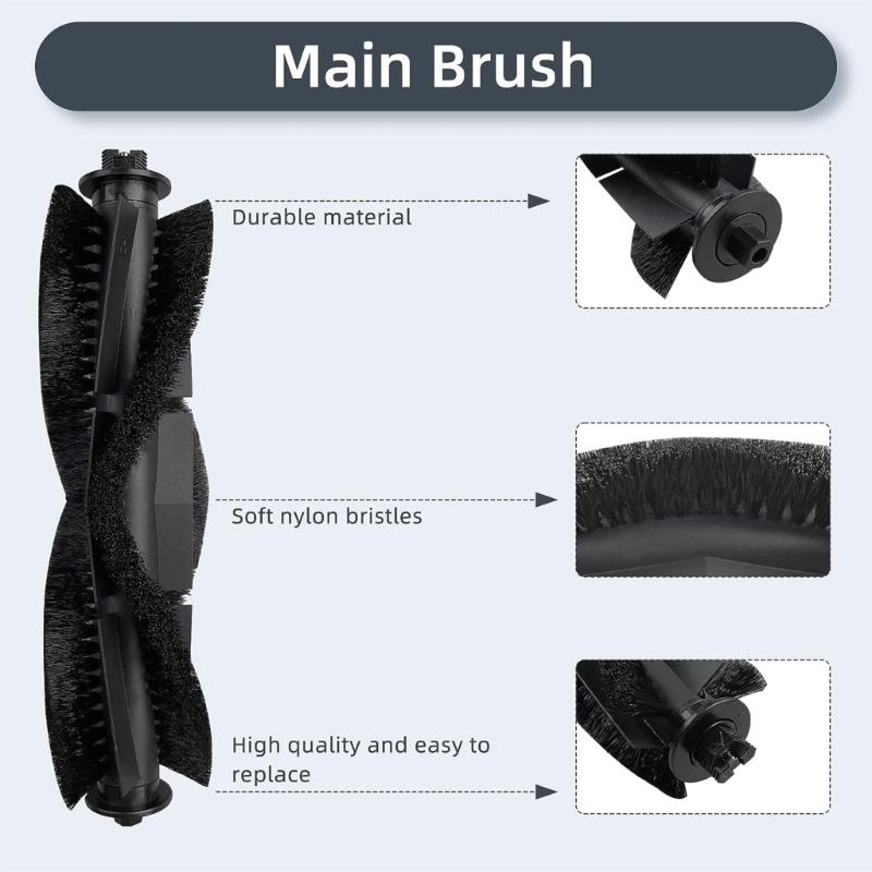 Main Brush Compatible for Tikom G8000/G8000Pro Sweeper Robot Vacuum Cleaner Roller Brush Home Cleaning Accessories 2pcs