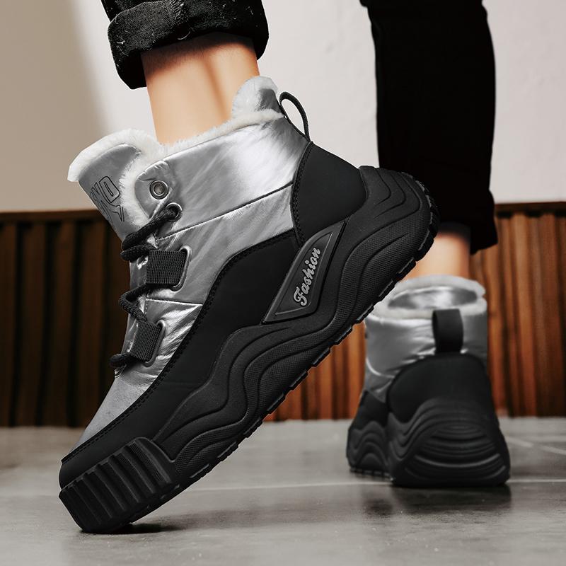 Pánské sněhule na platformě Ležérní boty Zimní kožešina Teplé kotníkové boty