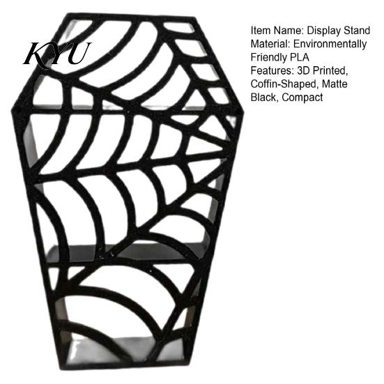 Feiertags-Ausstellungsständer Sargförmiges Spinnennetz-Regal, 3D-gedruckte gotische mehrstöckige Mini-Figur, Stil-Wohnaccessoires Halloween Schwarz Hohl