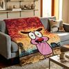 Cartoon C-Courage.t-the.C-Cowardly.D-Dog Throw High-Density Short Plush Blanket Soft Skin-Friendly for Sofa Nap Room