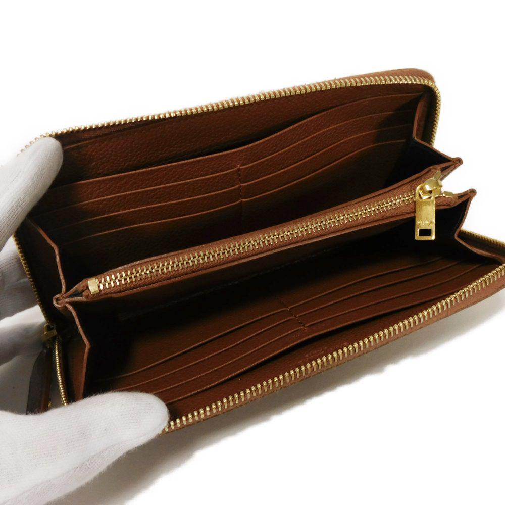 Used YSL Full Zip Wallet 9921 414680 B680J 6309 7940 Calfskin Brown Zip Around Logo Foil Stamp Brick Unisex from Japan