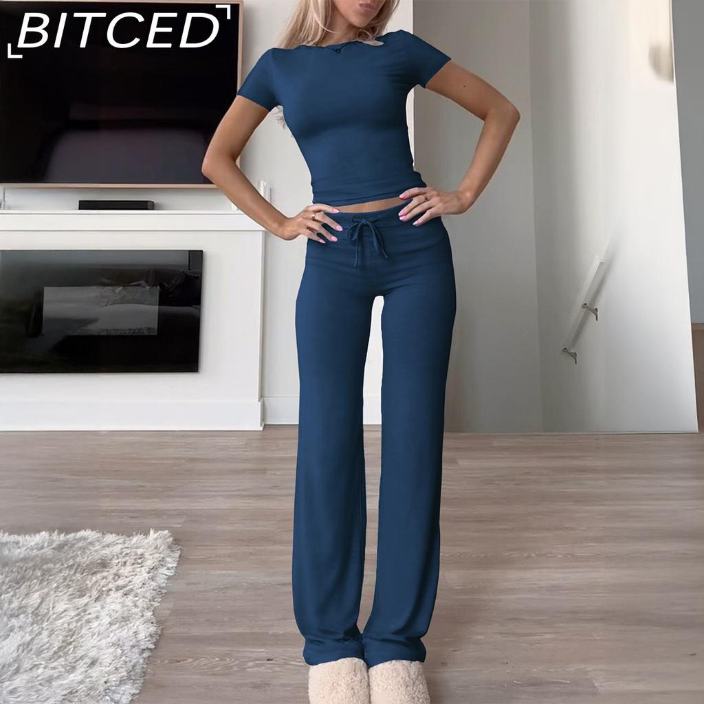 BITCED Women's Autumn/Winter Elegant Solid-Colour O-Neck Urban Casual Fashion Set