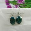 Oval Chrysocolla Earrings: Handmade 925 Sterling Silver Green Gemstone Earring