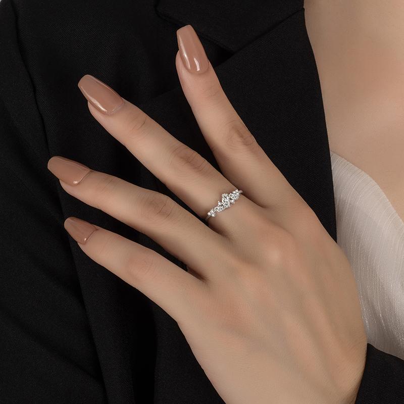 Marquise Cut Moissanite Women's Ring S925 Pure Silver Laboratory Cultivated Diamond Fashion Design Jewelry