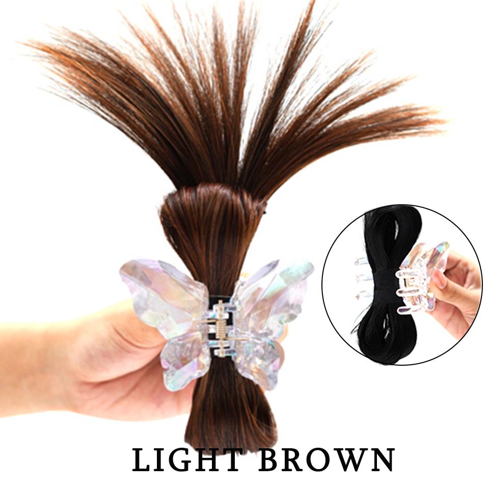 Synthetic Hair Crystal Butterfly Clasp Bun Scrunchie Claw Clip In Hairpiece Hair Extensions Natural Fake Hair Accessories
