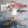 Chinese Sakura Scenery Painting 5 Piece Five Panel Wall Canvas Print Modern Art Poster Picture Home Decor Gift For Him For Her