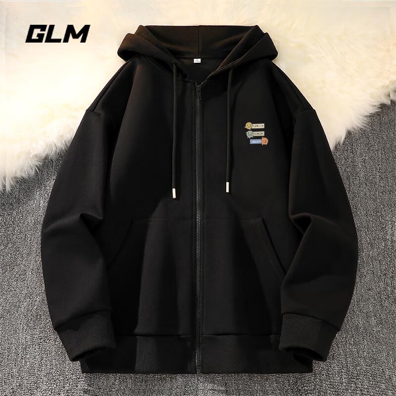 

GLM Men s Retro Hooded Knit Cardigan Jacket with Emotion Doll Print 2XL