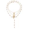 European and American sun pendant necklace light luxury high sense tassel eye long chain color cold wind collarbone chain