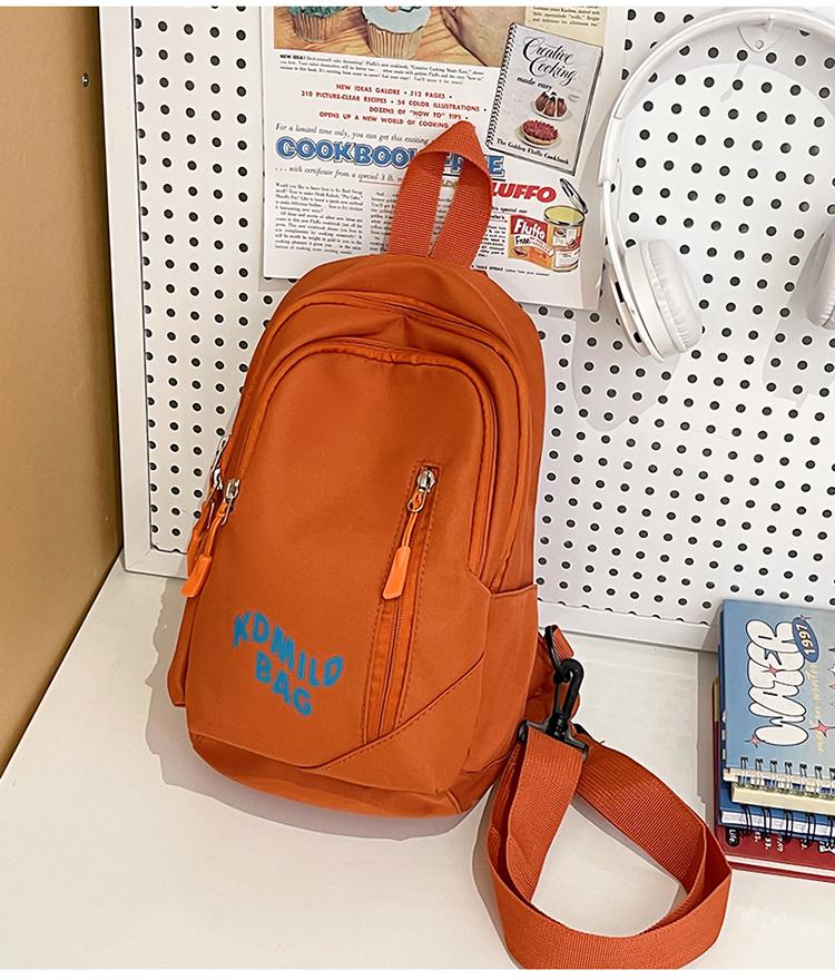 Men's Solid Color Chest Bag Women's Crossbody Bag Outdoor Letter Travel Bag Large Capacity Lightweight Couple Bag