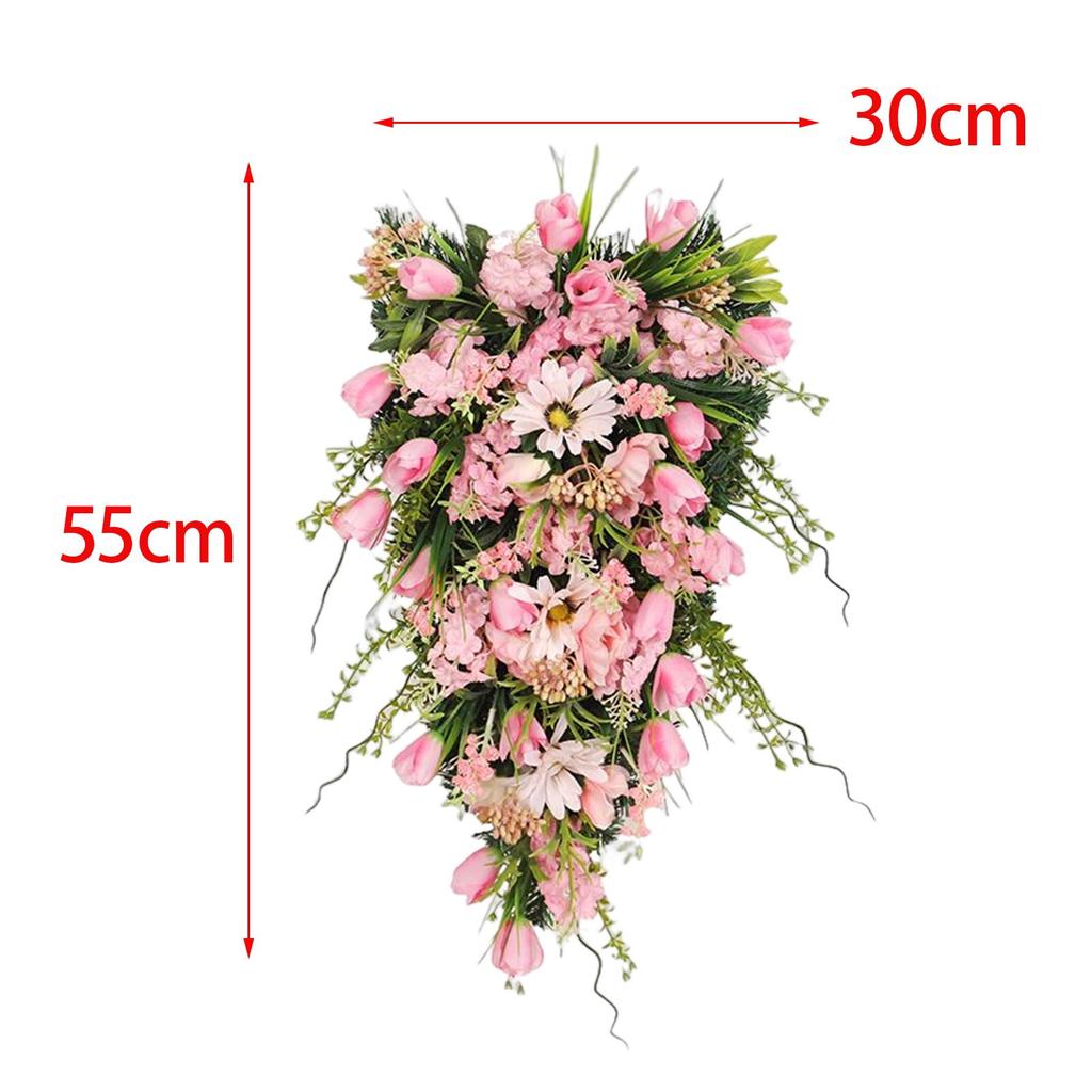 Flower Swag Decor Wall Hanging Decorative Teardrop Wreath for Home