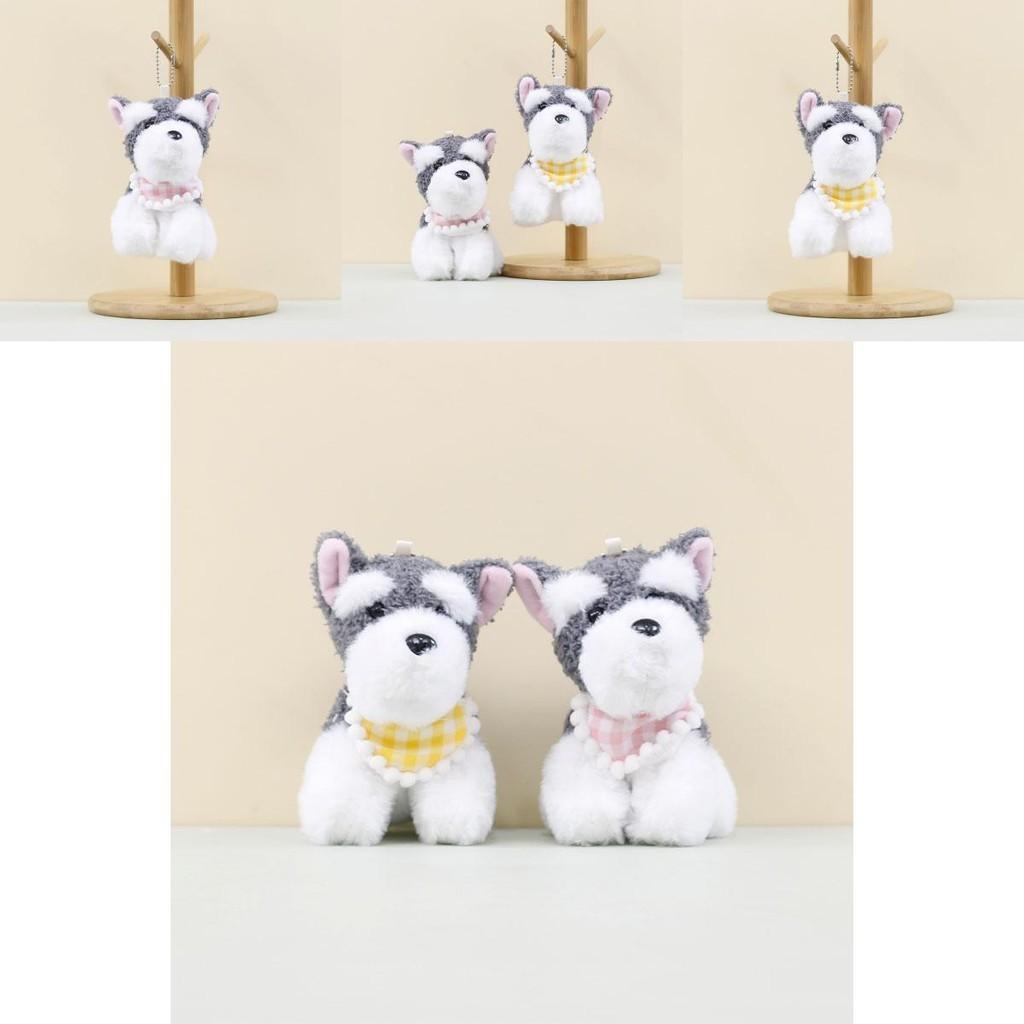 Cute Schnauzer Dog Plush Keychain Fluffy Toy Bag Charm West Highland Terrier