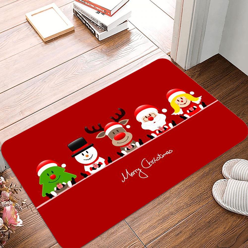 Christmas Door Mat Santa Claus Outdoor Carpet Merry Christmas Decorations for Home Welcome Mat Carpet for Entrance Door
