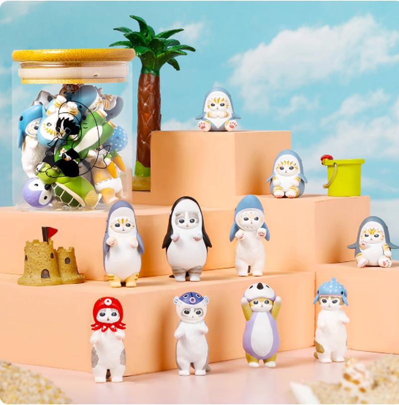 Süße Mofusand Weißer Hai Katze Serie Handgefertigte Orca Crossdressing Katze Actionfigur Schreibtisch Dekoration Geburtstagsgeschenk