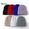 Soft Vertical Texture Hats Unisex Beanies with Colorful Beads, Winter Warm Knitted Hat, Casual Stylish Knit Skull Caps Stretch Cozy Cap for