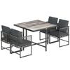 Poly Rattan Garden Furniture Set 5-Piece Space-Saving Seating Group Table with 4 Chairs DPC Tabletop Cushions Grey
