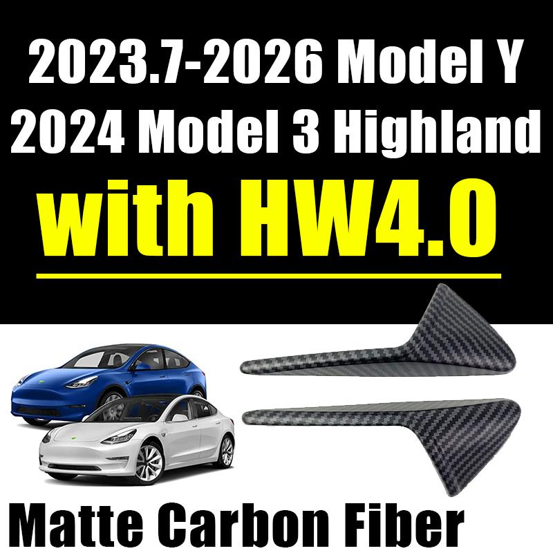 Car Side Camera Protective Cover ABS Carbon Fiber Protective Cover Turn Signal Cover Suitable for Tesla Model 3 Model Y