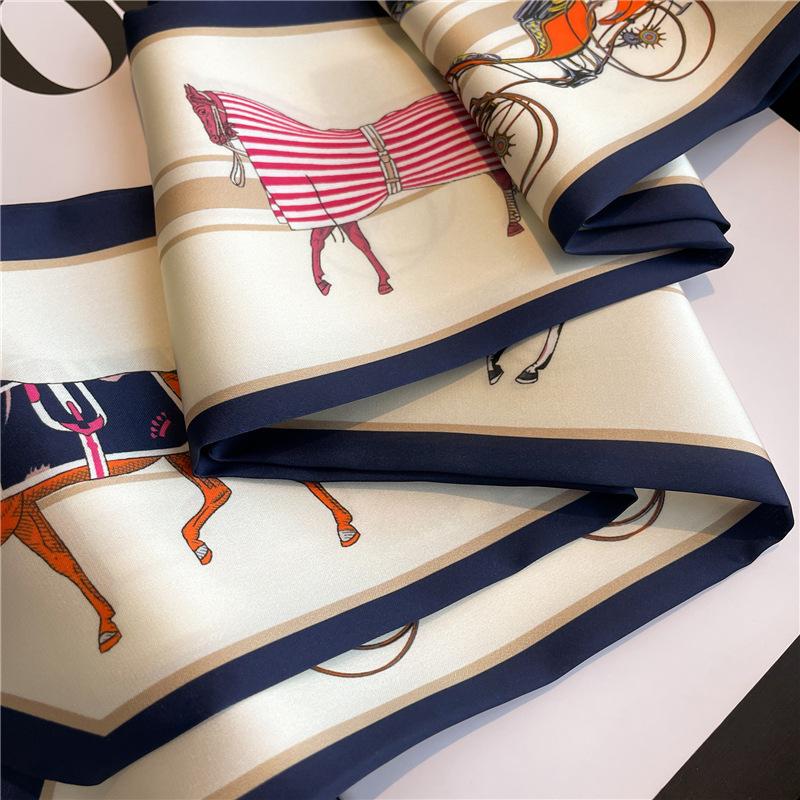 Versatile Korean thin narrow streamer diagonal scarf temperament thin scarf fashion women's headscarf small silk scarf decoration spring and autumn