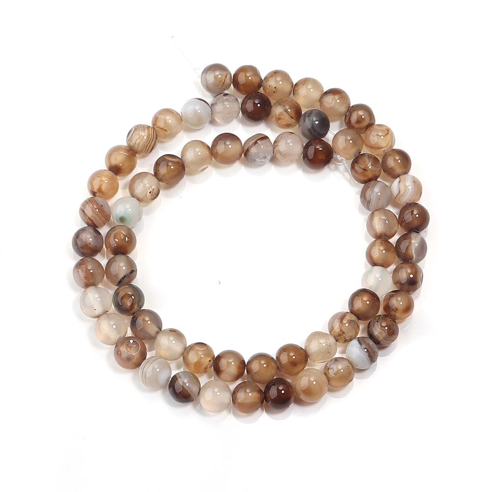 Natural Stone Beads Light Brown Stripe Agate Round Loose Bead For Jewelry Making DIY Bracelet Necklace Accessories 4/6/8/10/12mm