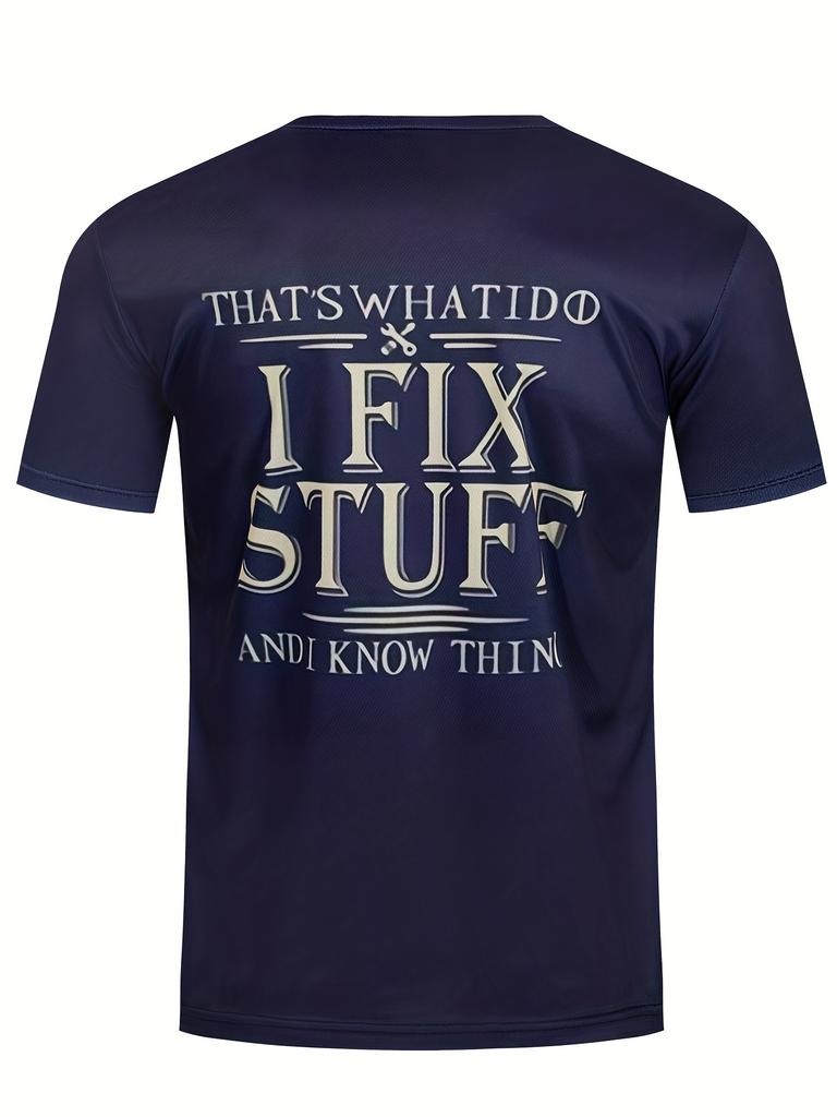 Breathable Men's Letter Print T-Shirt for Running and Training - Comfortable Summer Sports Top with Humorous Design