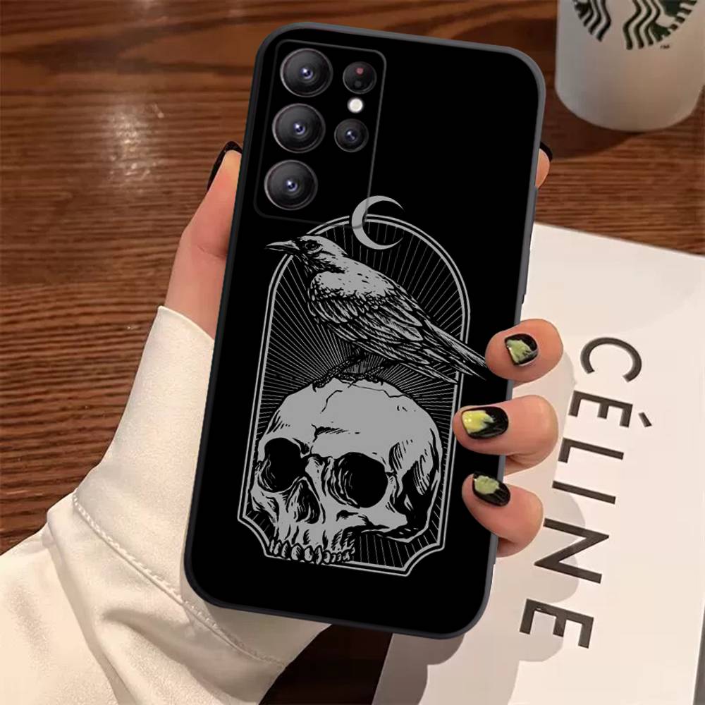 Skull Gothic Creepy Pastel Goth Case For Samsung Galaxy Case S25 S23 S22 S21 S30 S20 S10 Ultra Plus FE TPU Soft Cover