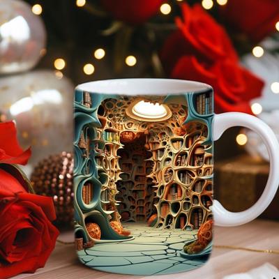 300–400 ml Bücherregal-Kaffeetasse mit Griff, hitzebeständige Keramik, Lebensmittelqualität, multifunktionale Tee-, Milch-, Wasser-, Bibliotheksregal-Tasse, Buchliebhaber, Geburtstagsgeschenk