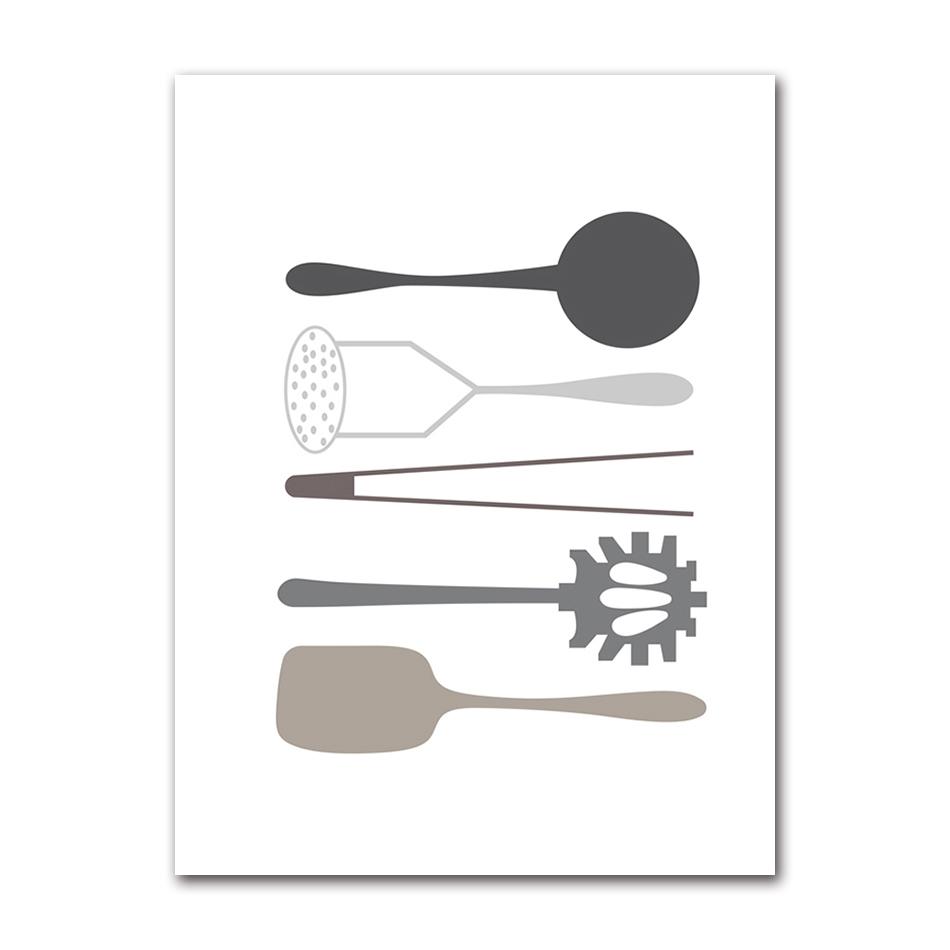 Life Minimalist Poster Picture For Kitchen Home Deco Nordic Wall Art Canvas Print Black And White Cartoon Painting Pop Tableware