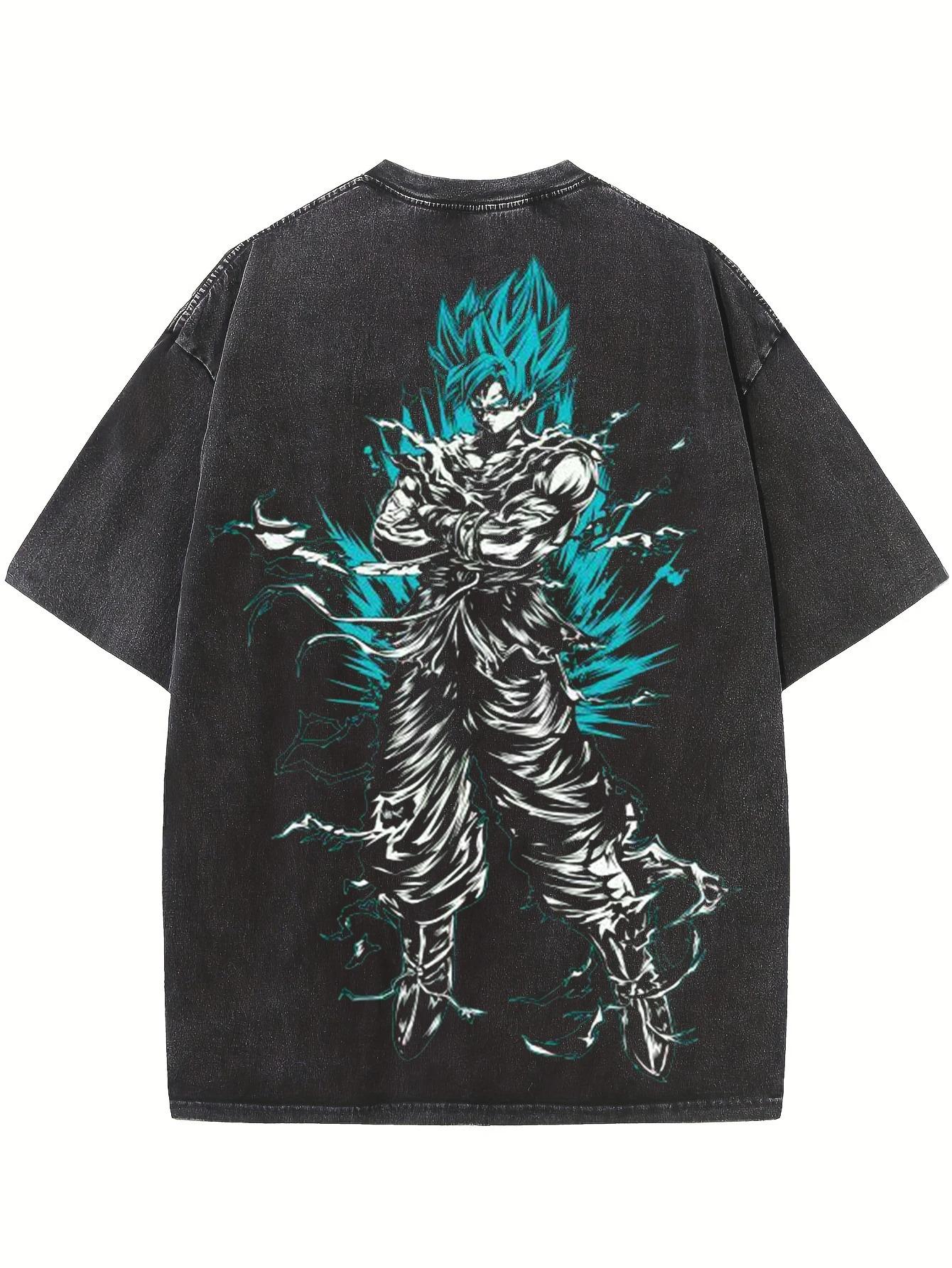 

Dragon Ball 2026 Summer Oversized T-Shirt 100% Cotton Washed Vintage Vegeta Ultra Ego Print Unisex Casual Tee for Anime Fans Y2k L