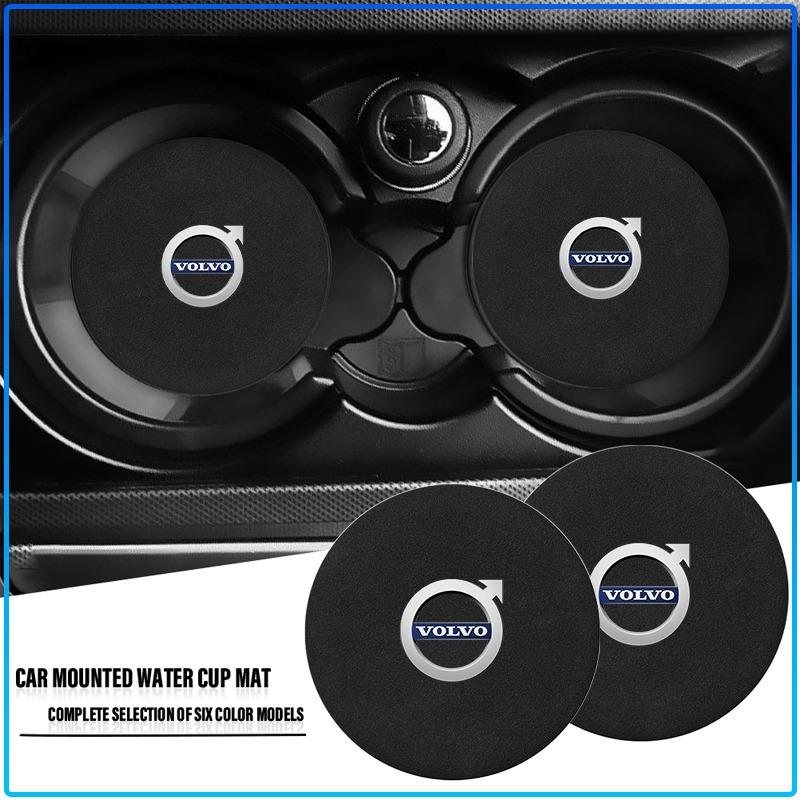 Car Leather Water Coaster Non-Slip Mat Car Bottle Holder Insert Pad For Volvo XC60 XC90 S60 S80 S40 V40 V60 V70 V50 XC70