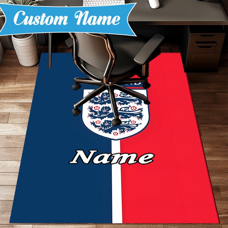 Custom Name England Heritage Crest Rug Game Carpet, Floor Mat for Bedroom Living Room Entryway Rug, Home Decor Idea Gift for Christmas birthday