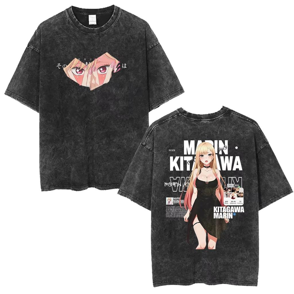 Summer Hot Sale Washed My Dressup Darling Marin Kitagawa Anime Graphic T Shirt Men Women Harajuku Y2k Gothic Cotton Tshirts